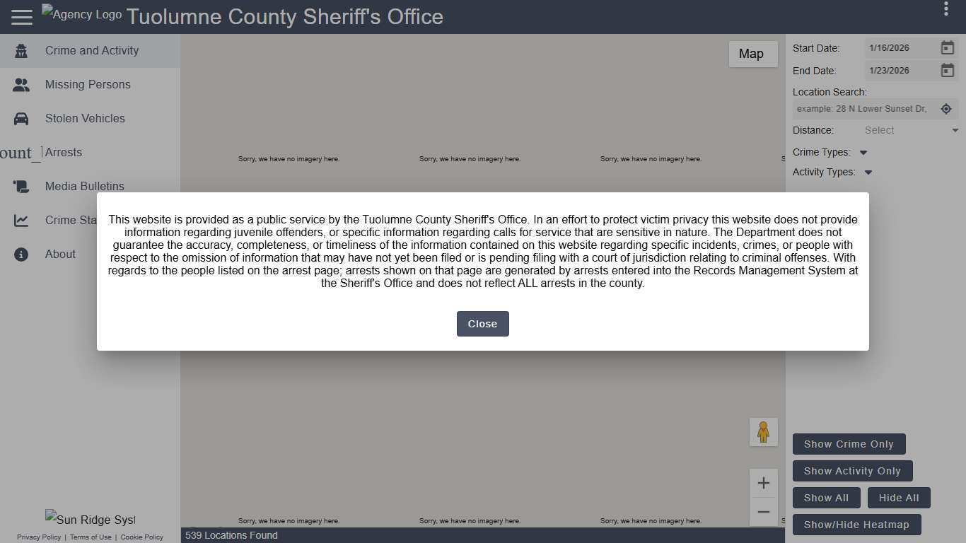 Tuolumne County Sheriff's Office - Crime & Activity